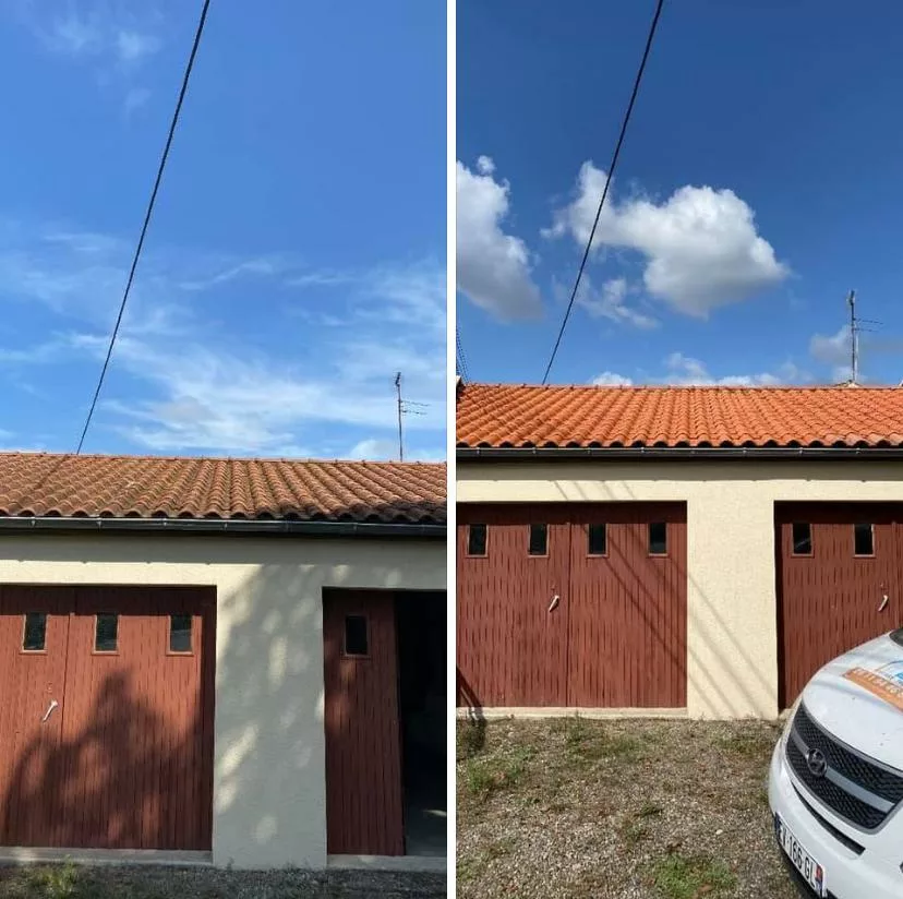 Nettoyage de toiture avant-après